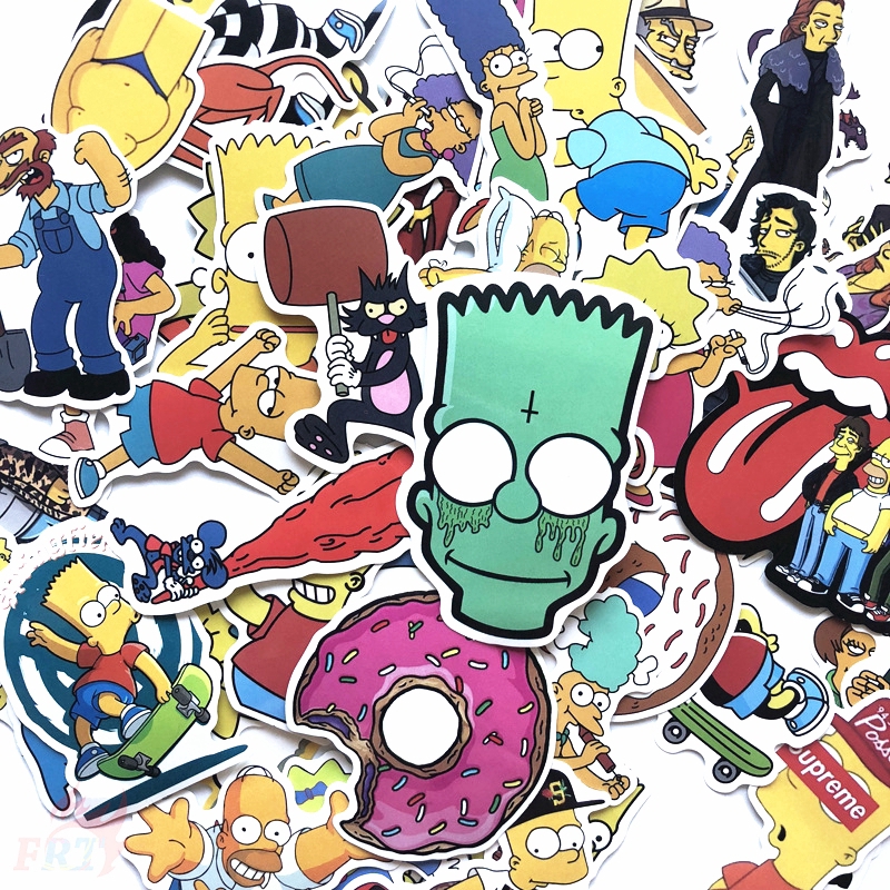 ❉ The Simpsons - Series 04 Giấy và decal dán tường ❉50Pcs/Set Cartoon DIY Mixed Laptop Skateboard Doodle Decals Stickers
