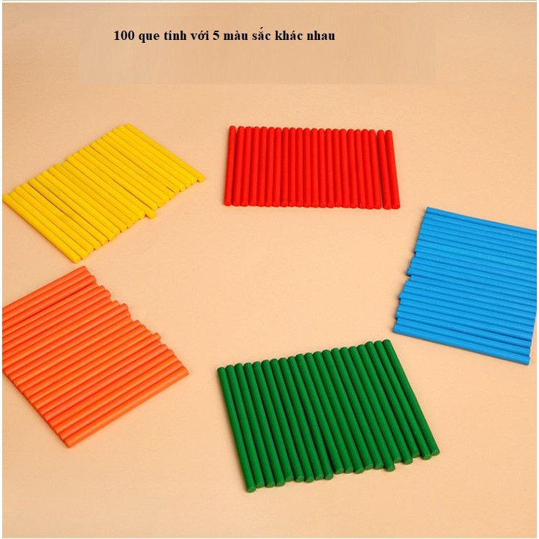 Đồ Chơi Toán Học Montessori - Bộ Thẻ Học Ghép Số Kèm Que Tính Giúp Bé Học Đếm,Tư Duy Thông Minh