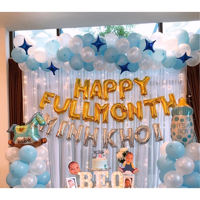 bộ bóng HAPPY FULLMONTH trang trí tiệc đầy tháng, 30 ngày cho bé trai/ bé gái rẻ đẹp