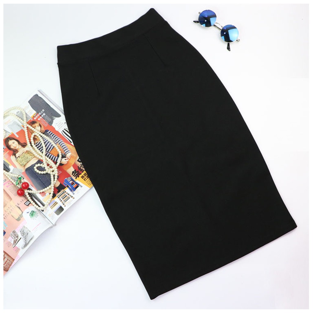 Chân váy bút chì váy dài công sở chất thun umi co dãn xẻ sau màu đen [size từ 45kg-85kg] CR63V06 | BigBuy360 - bigbuy360.vn