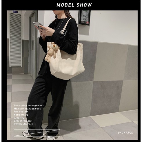 Autumn New Product Korean Version Of Large Capacity Lazy Style Hand-Carrying Shoulder Bag Green Shopping Bag Simple Canv