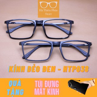 [HOT TREND] Kính Gọng Dẻo Đen Siêu mỏng nhẹ, Tròng không độ dễ dàng thay thế - Tặng Túi bảo quản Mắt Kính