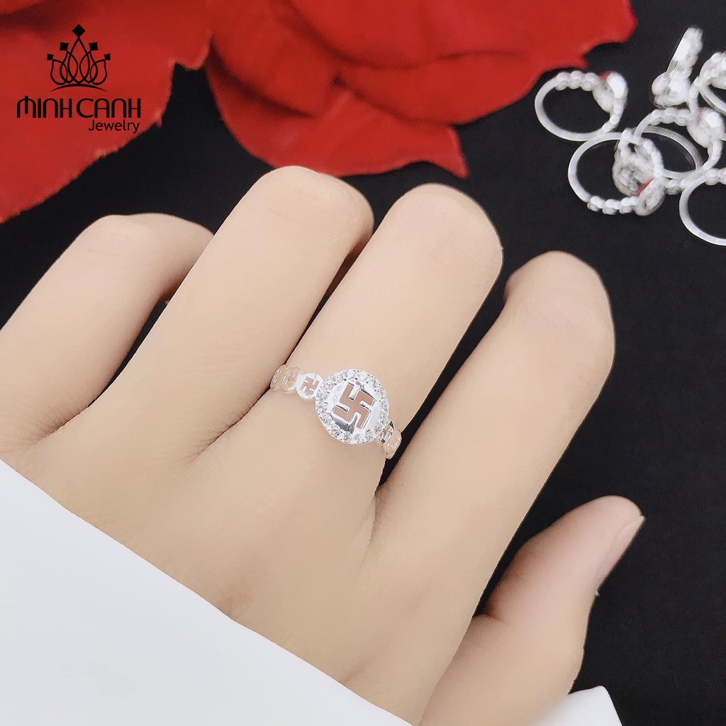 Nhẫn Bạc Nữ Chữ Vạn May Mắn - Minh Canh Jewelry