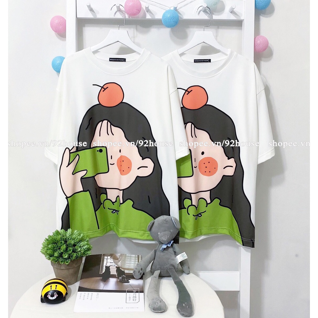 Áo phông tay lỡ unisex hoạt hình cute dáng rộng