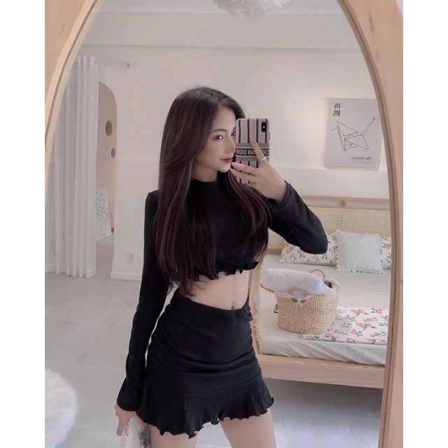 💥💥[ Mẫu mới] 💥💥 SET ÁO CROTOP VÀ CHÂN VÁY NHÚN EO SIÊU TÔN DÁNG, TÔN VÒNG 3 XINH XẮN💥 | BigBuy360 - bigbuy360.vn