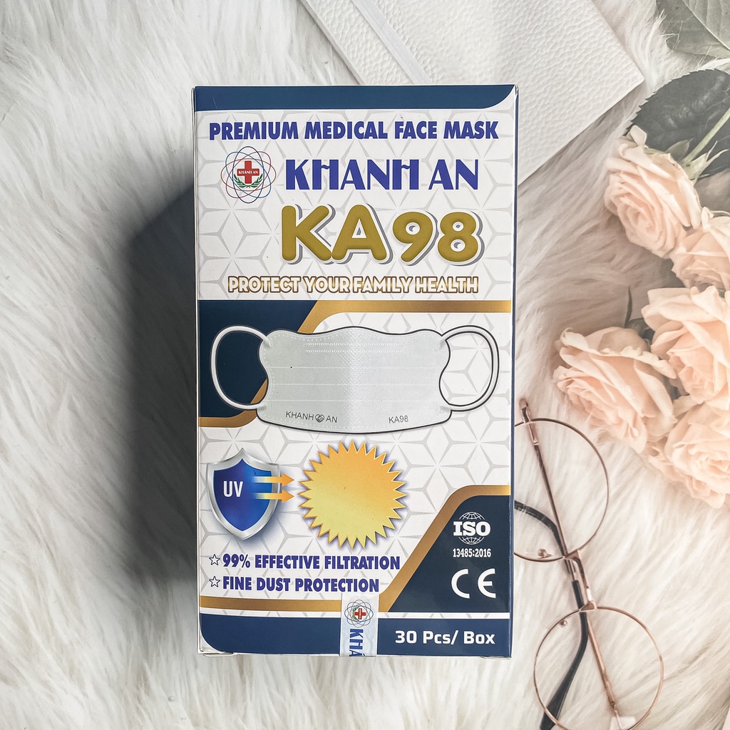 Khẩu trang khánh an thùng 300 cái chống tia uv hình cua siêu cute 4 lớp kháng khuẩn Khánh An KA98 chống nắng KAKA98O