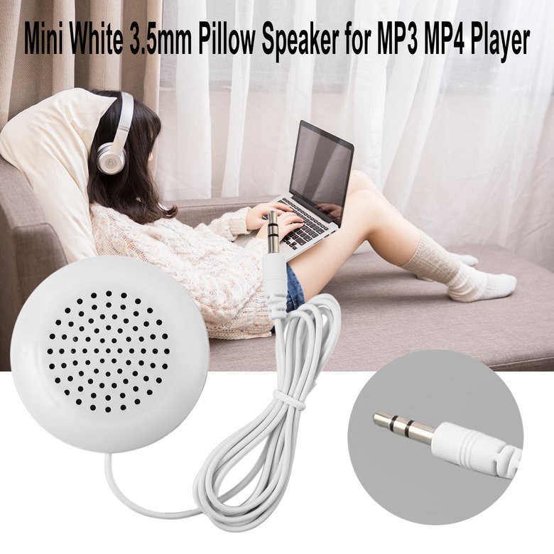 ஐ◕✆Loa gối mini PK màu trắng kết nối jack cắm 3.5mm cho máy nghe nhạc MP3/MP4/iPhone/Ipod/CD