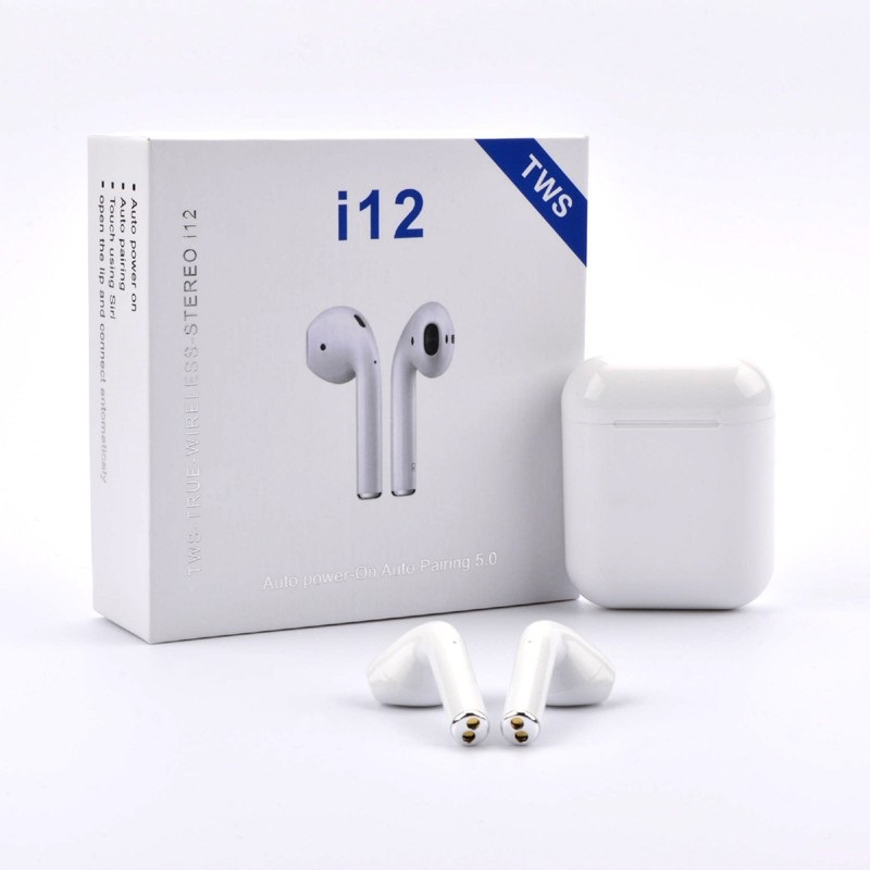 Tai nghe bluetooth i12 không dây inpods tws cảm ứng vân tay âm thanh hifi 5.0 tai nghe nhét tai giá rẻ