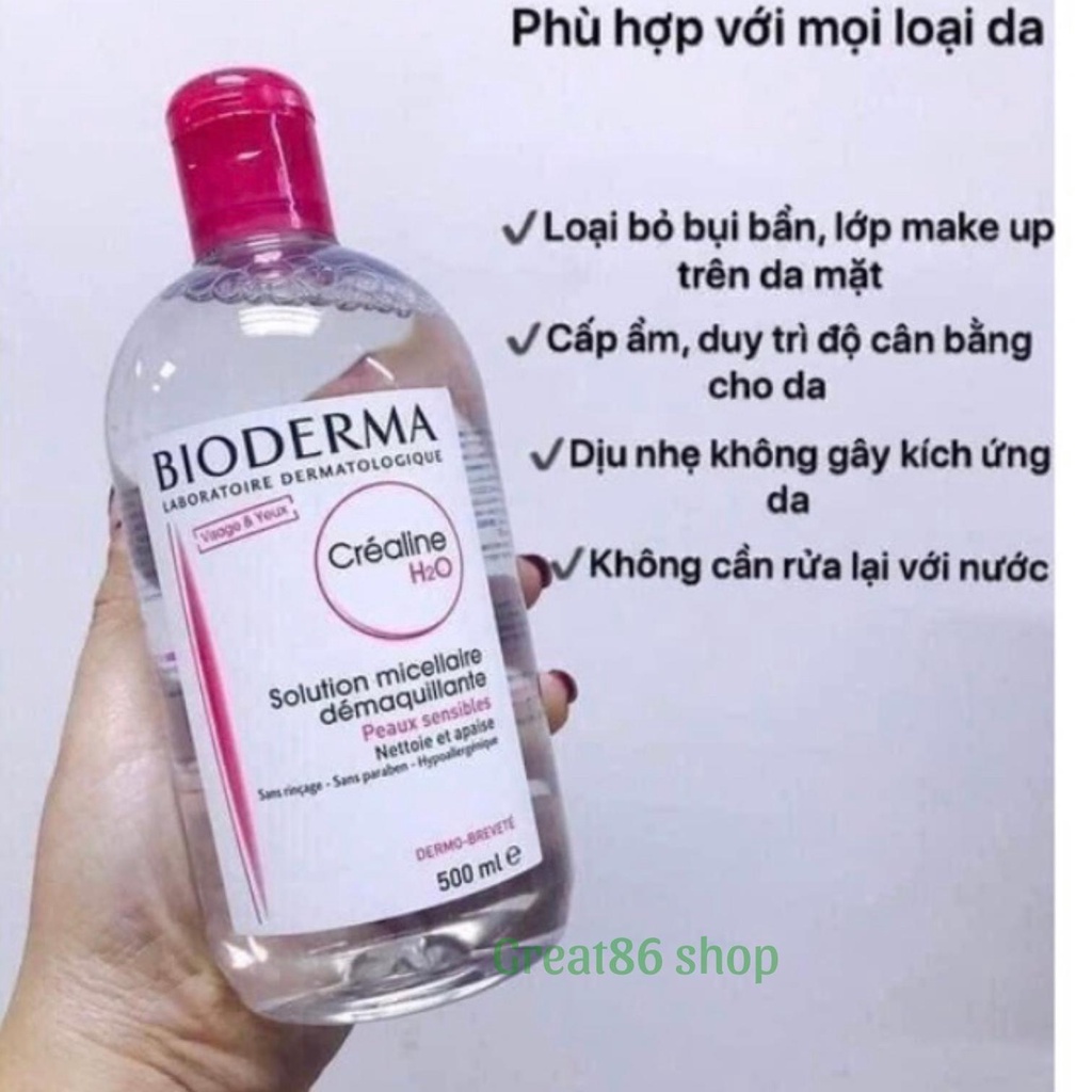 Tẩy trang great86 nước tẩy trang Bioderma 500ml Bioderma sạch da giảm mụn dầu giúp da trắng sáng
