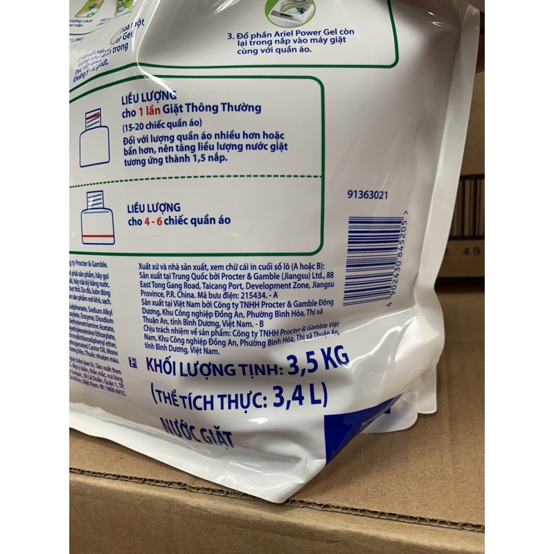 Nước Giặt Ariel Đậm Đặc Sạch Nhanh Túi 3.5kg(xanh lá)