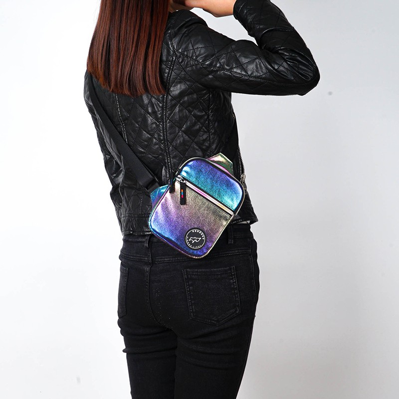 Túi Đeo Chéo Tích Hợp Đeo Hông Ksnddeu Mini Chất Liệu Da Pu Màu Cầu Vồng Thời Trang Hàng Ngày Cho Nữ