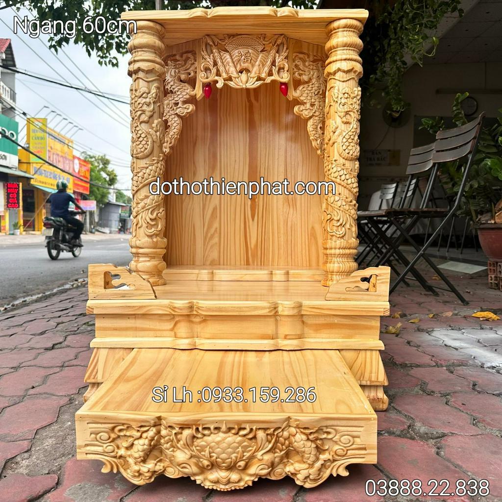Bàn thờ thần tài gỗ thông ngang 60 cm rẻ nhất thị trường Sỉ Lh : 0933.159.286