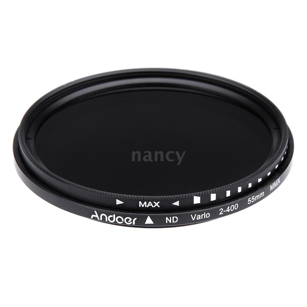 Kính Lọc Điều Chỉnh Được ND2 Sang ND400 55mm Cho Máy Ảnh Canon Nikon DSLR