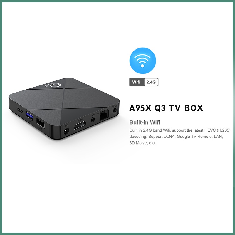 TV Box A95X Q3 Android 10.1 2GB 16GB lõi tứ Cortex-A53 2.4G WiFi 4K HD Android Tivi Box