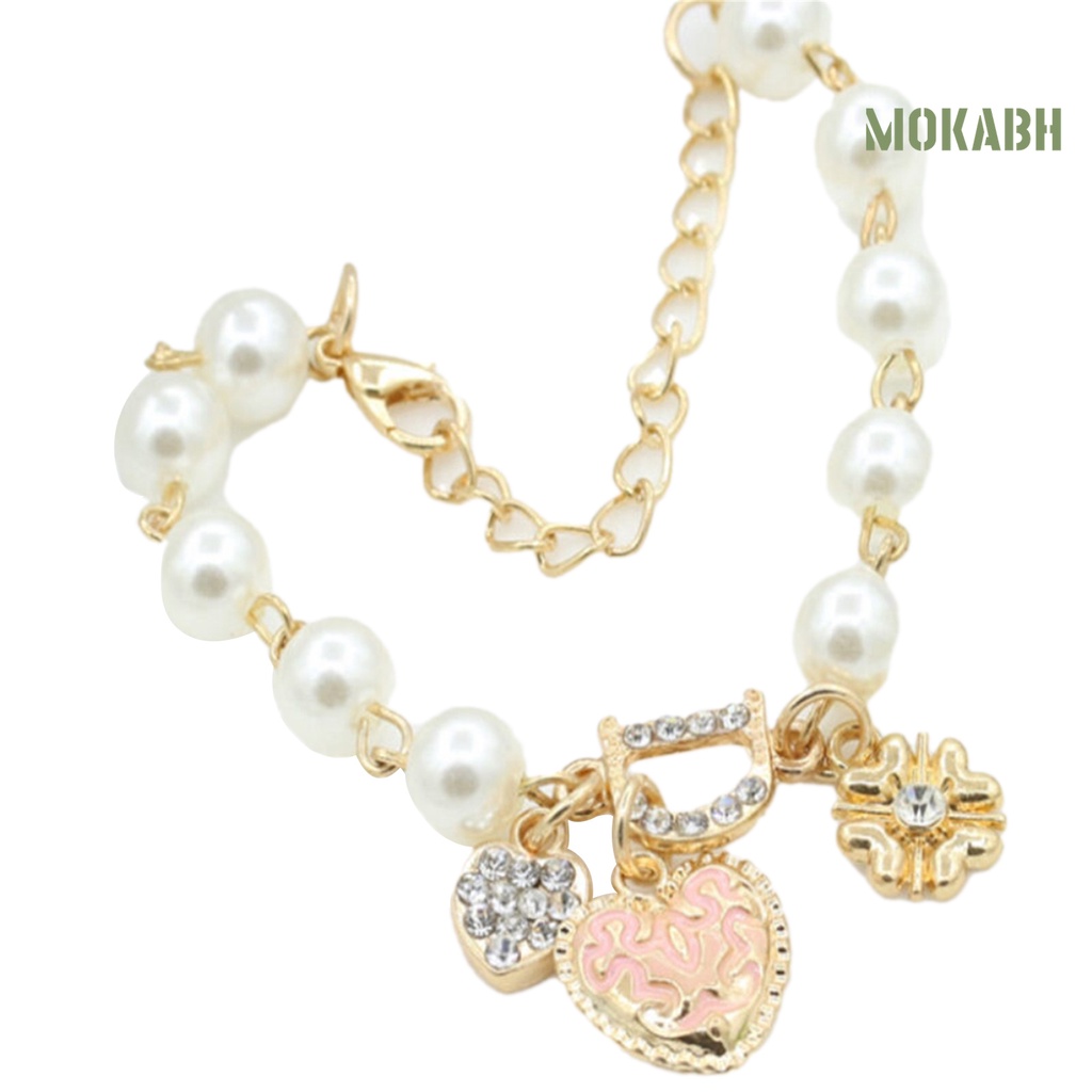 Vòng Tay Chuỗi Hạt Ngọc Trai Đính Mặt Hình Trái Tim Thời Trang Cho Nữ