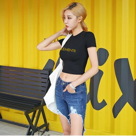Áo Thun Croptop Nữ Chất Thun Trơn In CLEMENTR | BigBuy360 - bigbuy360.vn