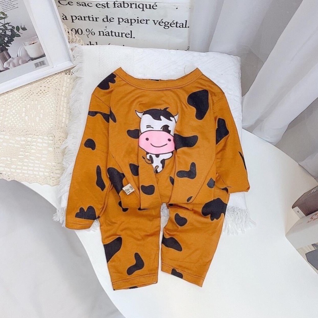 Bộ dài tay cho bé trai bé gái BÒ SỮA  Đồ bé trai gái quần áo trẻ em thun lạnh họa tiết BÒ SỮA Minky Mom