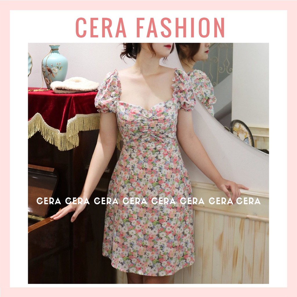 Đầm hoa nhí vintage nữ dáng xòe 🍓 Váy hoa nhí nữ phong cách vintage ulzzang 🍓 CERA FASHION