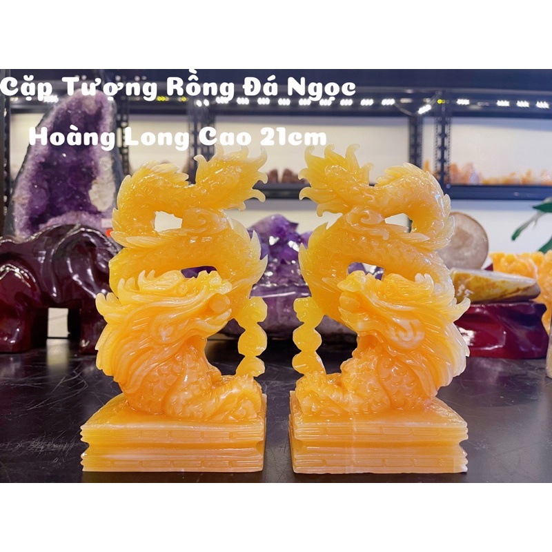 Cặp Tượng Rồng Đá Ngọc Hoàng Long Phong Thuỷ
