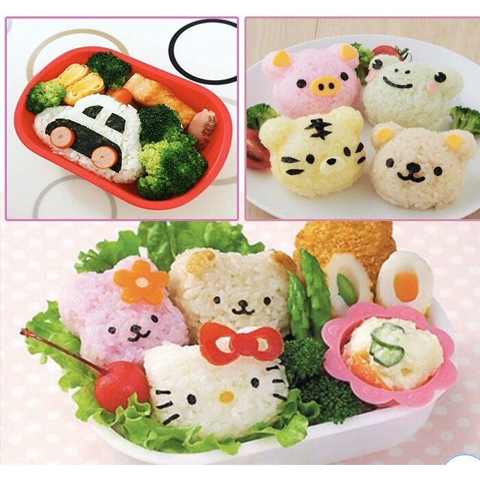 Bộ 6 khuôn làm cơm, ép cơm, tạo hình bánh, thạch
