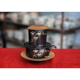 Phin cafe thấp khắc trúc men gốm