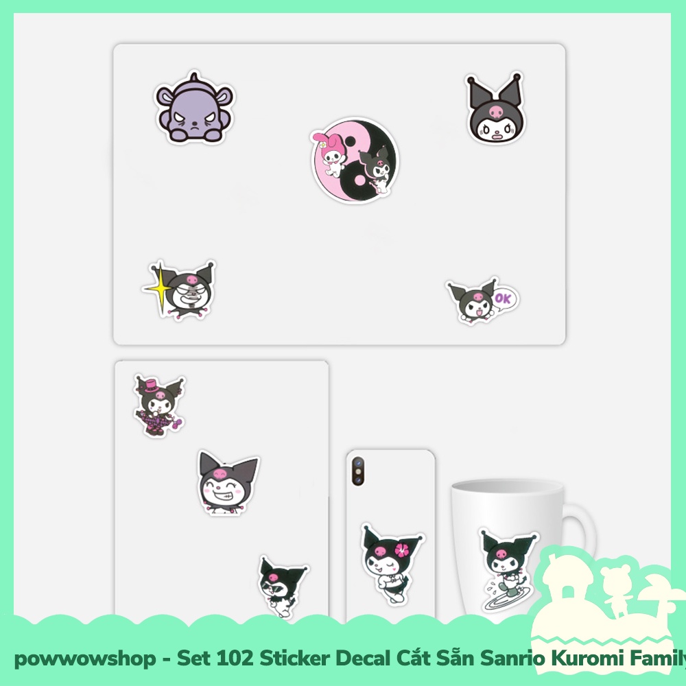 [Sẵn VN - Hỏa Tốc] Set 102 Sticker Mini Decal Dán Trang Trí Vật Dụng Mẫu Nhân Vật Hoạt Hình Sanrio Kuromi Dark Queen