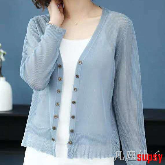 Áo Khoác Cardigan Len Mỏng Dáng Ngắn Thời Trang Xuân Hè Cho Nữ