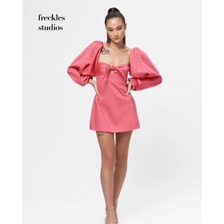 The Freckles Studios - Đầm Sognante tay phồng dáng chữ A thắt nơ trước ngực (4 màu)