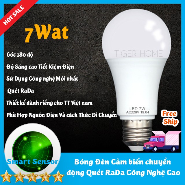 Bóng đèn led Cảm biển chuyển động 9w Cảm Ứng Thân nhiệt Thiết kế cho thị trường VN Siêu Nhạy, Siêu Tiết Kiệm Độ sáng cao