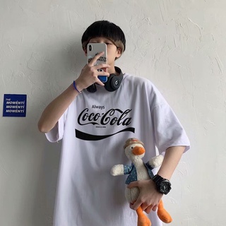 Áo thun tay lỡ in chữ COCO COLA in hình nam nữ mặc đều đẹp