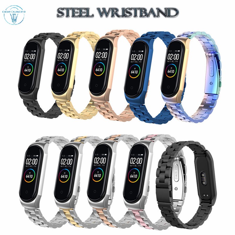 DG 10 Colors Xiaomi Mi Band 3/4 Stainless Steel Bracelet Wrist Strap Metal Mi Band 3/4 Strap