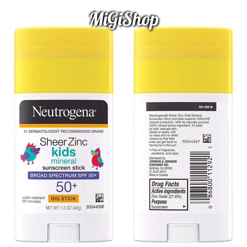 Sáp Chống Nắng Trẻ Em Dạng Lăn Neutrogena Sheer Zinc Kids Mineral Sunscreen Stick SPF50+ 42g
