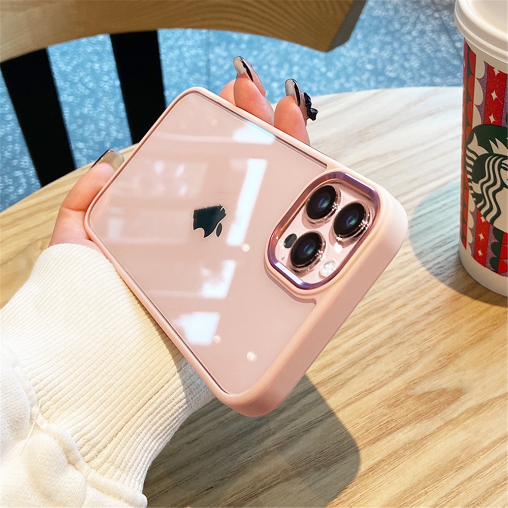 Ốp Điện Thoại Silicon Trong Suốt Viền Kim Loại Sang Trọng Chống Sốc Cho iPhone 13 12 Mini 11 Pro XS Max XR X 7 8 Plus