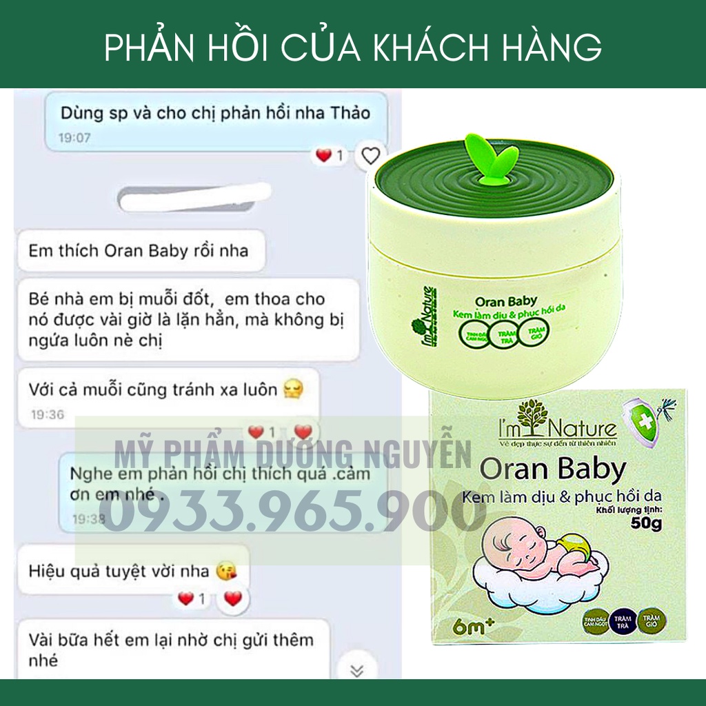 Kem Chống Muỗi Oran Baby I'm Nature - Làm Dịu Và Phục Hồi Da Do Muỗi Đốt Cho Bé 50gr