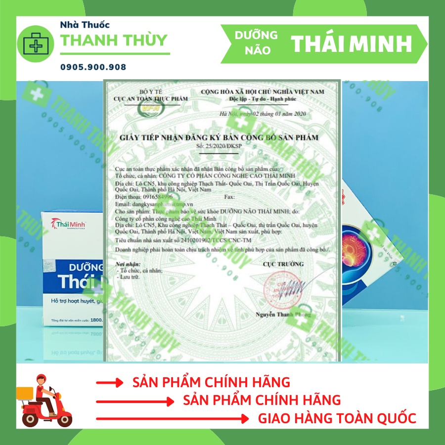 🅼🆄🅰 6 🆃🅰🅽🅶 1 DƯỠNG NÃO THÁI MINH  Hỗ Trợ Hoạt Huyết, Giúp Tăng Cường Lưu Thông Máu Não
