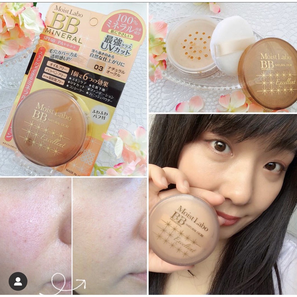 Phấn phủ moist-labo bb mineral foundation ( natural ocre) (ms03) 6g Meishoku