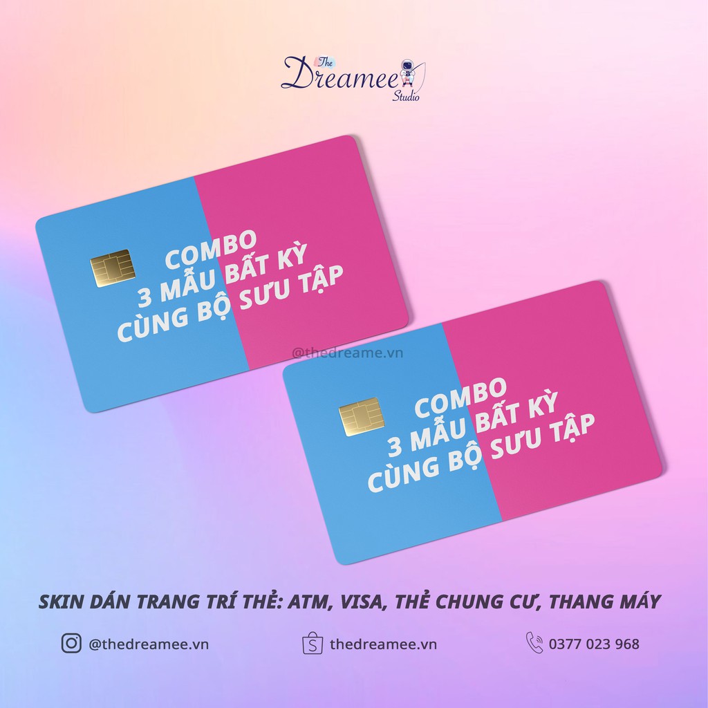 CREDIT DEBIT / MIẾNG DÁN TRANG TRÍ THẺ ngân hàng, ATM, thẻ xe...KHÔNG ẢNH HƯỞNG TÍNH NĂNG THẺ, skin card - THEDREAMEE.VN