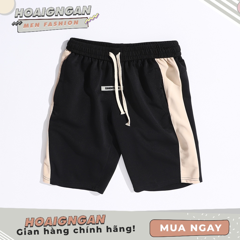 Quần short nam🧡SALE🧡quần đùi unisex nam nữ phối sườn kiểu 2 màu đen vàng chất liệu poly thể thao dày dặn không bai xù