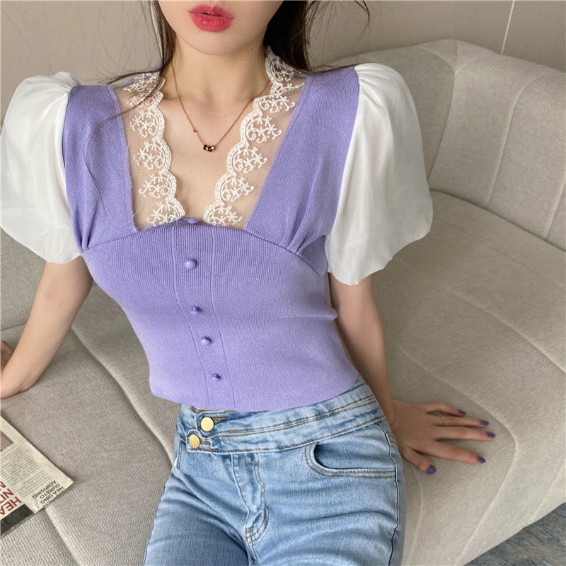 Áo croptop tay ngắn thời trang mùa hè dễ thương cho nữ