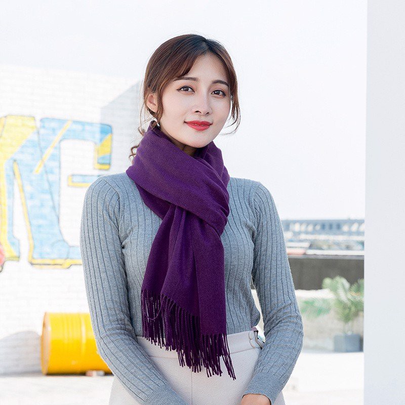 Khăn quàng cổ nữ mùa đông len cashmere choàng cổ đẹp giữ ấm đủ màu trơn đen, vàng, đỏ, be, xanh dương, tím, rêu, hồng