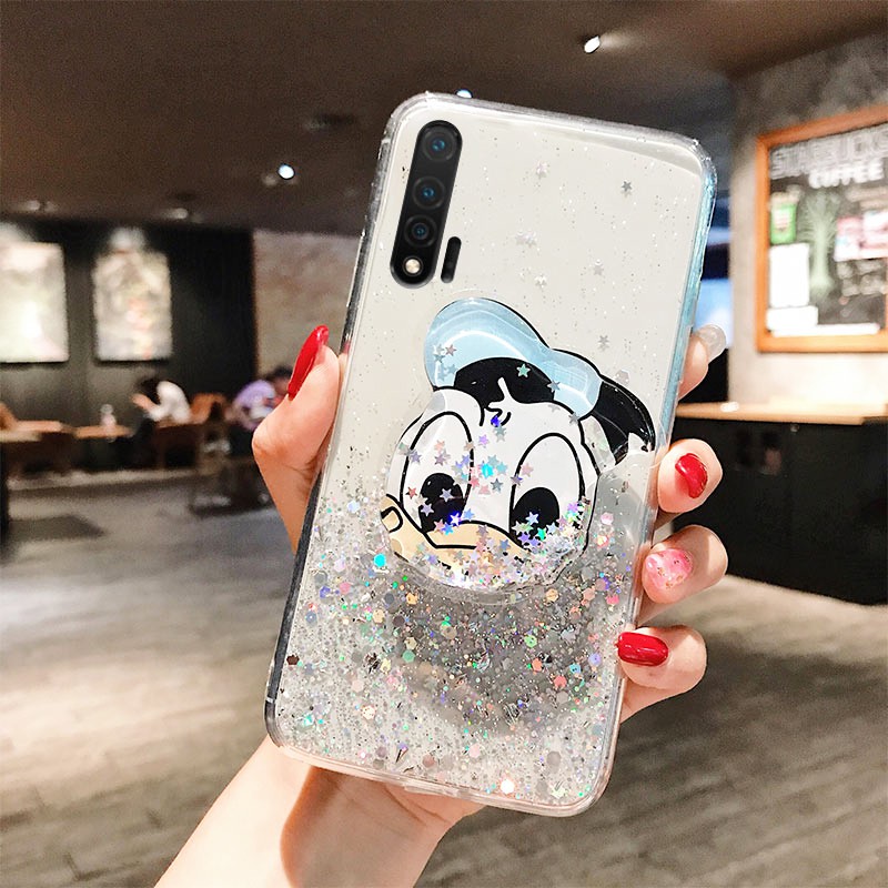 Đối với Samsung Galaxy S20 S21 S22 S23 Ultra S9 S10 Plus Galaxy Note 8 9 10 20 Ultra Plus Lite Ốp lưng điện thoại mềm hoạt hình mặt sau có giá đỡ điện thoại vịt Donald