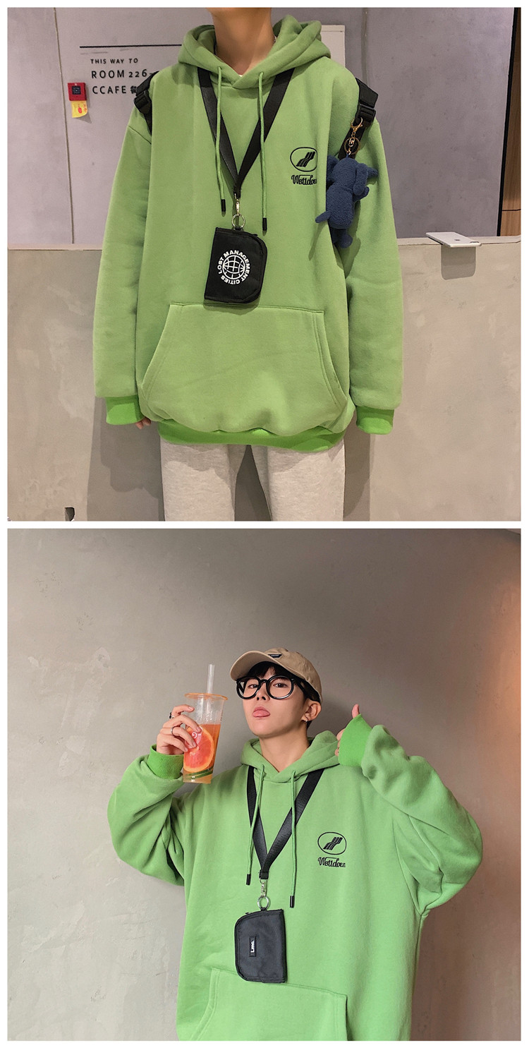 Áo hoodie vải lông cừu dày size rộng màu trơn thời trang xuân thu dành cho học sinh | BigBuy360 - bigbuy360.vn