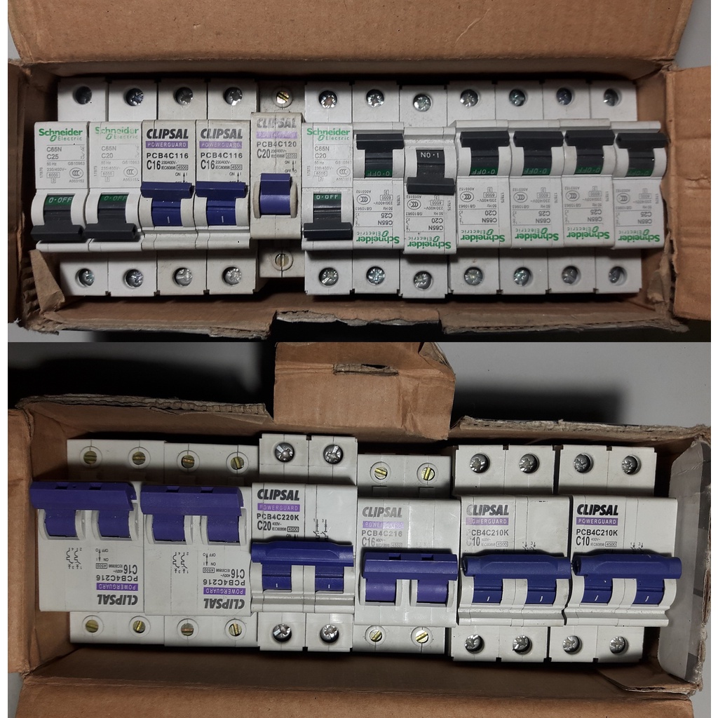 Aptomat cầu dao MCB CB PCB Schneider, Hager, Clipsal 1P, 2P tép 10A 16A 20A 25A - Thanh lý hàng chưa qua sử dụng
