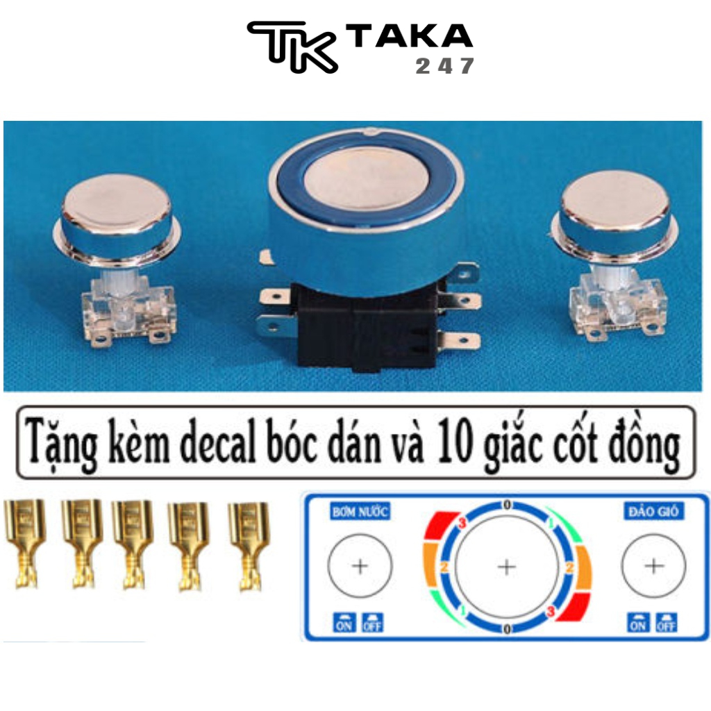 Bộ 3 công tắc cơ TẶNG KÈM ĐỀ CAN GIẮC CỐT CẮM CHÂN CÔNG TẮC Cho quạt nước quạt điều hoà