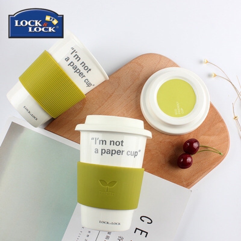 Ly sứ nắp Silicone Lock&Lock Eco Life dung tích 370ml SLB003
