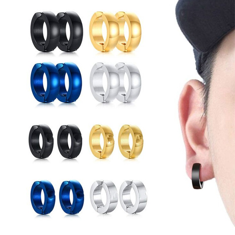 1 Đôi Khuyên Tai Tròn Nam Châm Bằng Thép Không Gỉ Thời Trang Dành Cho Nam Và Nữ