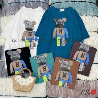 Áo phông gấu chất cotton khô phom thụng rộng nam nữ