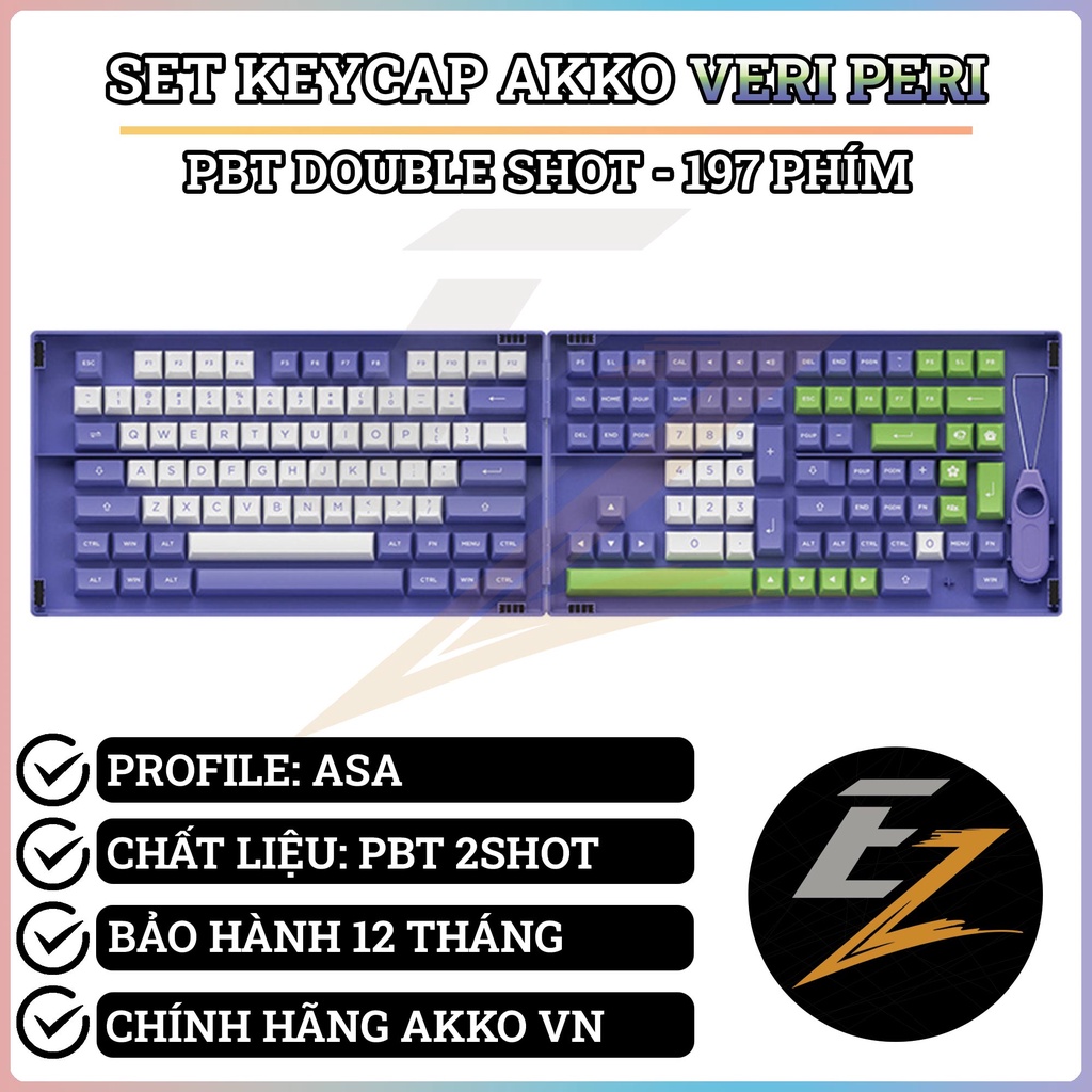 Keycap Cho Bàn Phím Cơ Akko Set – Very Peri (PBT DoubleShot/ASA profile/198 nút) | Ezpc