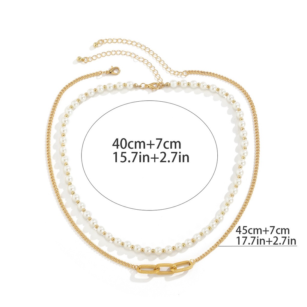 Vòng Cổ Choker Hai Lớp Đính Ngọc Trai Nhân Tạo Phong Cách Hip Hop Hàn Quốc Cá Tính