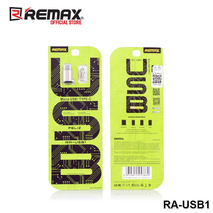 Đầu chuyển từ MicroUsb sang Type C Remax RA-USB1 (Bạc)